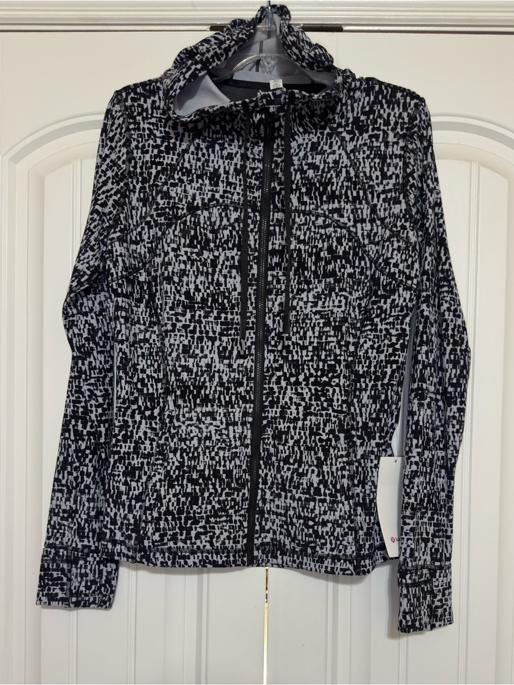 Lululemon Hooded Define Jacket *Nulu Urban Block Ice Grey Black Size 12